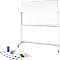 Verrijdbaar whiteboard Maul MAULstandaard, 1200 x 2200 mm, 2-zijdig, draaibaar + whiteboard accessoireset, 31 stuks