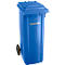 Verrijdbare afvalbak GMT eXtra, inhoud 120 l, EN 840-1, voorbereid voor friteshouder, met trekgreep, polyetheen, B 505 x D 555 x H 1105 mm, blauw