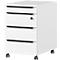 Verrijdbare lade Porto, 4 laden incl. opbergvak en 1 afsluitbare lade, B 420 x D 600 x H 630 mm, wit