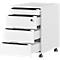 Verrijdbare lade Porto, 4 laden incl. opbergvak en 1 afsluitbare lade, B 420 x D 600 x H 630 mm, wit