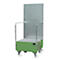 Verrijdbare lekbak met geperforeerde plaatwand, van staal, capaciteit 1 x 200 liter vat, groen