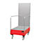 Verrijdbare lekbak met geperforeerde plaatwand, van staal, capaciteit 2 x 200 liter vaten, rood gelakt