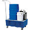 Verrijdbare opvangbak - PE - 60 liter - B 714 x D 525 x H 330 mm - met gegalvaniseerde rooster - blauw