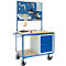 Verrijdbare Profi-werkbank met kast, 2 x geperforeerd paneel, 1250 x 700 x 1990 mm