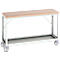 Verrijdbare werkbank Bott verso, multiplexplaat, 1 legbord, met traverse-set, B 1500 x D 600 x H 930 mm, RAL 7035 lichtgrijs