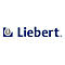Logo der Firma Liebert, blaues Wortbild mit einem abstrakten Icon.
