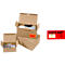 Verzenddozen met automatische bodem, binnenafmetingen L 175 x B 105 x H 75 mm, 100 stuks + 250 pakbonzakjes DEBATEC, DIN lang, venster &amp; opdruk, rood