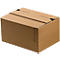 Verzenddozen met automatische bodem, binnenafmetingen L 175 x B 105 x H 75 mm, 100 stuks + 250 pakbonzakjes DEBATEC, DIN lang, venster &amp; opdruk, rood