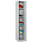 Vestiaire, 1 compartiment, 1 porte, 4 étagères, l. 300 x P 457 x H 1800 mm, tôle d'acier de qualité, verrouillable