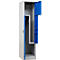 Vestiaire, 2 compartiments, sur socle, 2 compartiments, avec portes en Z, serrure à cylindre, gris clair/bleu gentiane