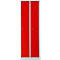 Vestiaire, 2 portes, l. 600 x H 1800 mm, serrure à came batteuse, gris clair/rouge feu