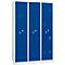 Vestiaire 6 compartiments, avec socle, 6 compartiments, avec portes en Z, verrou tournant, gris clair/bleu gentiane