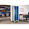 Vestiaire à 2 compartiments, L 600 x H 1800 mm, avec pieds, serrure à loquet rotatif, gris clair/bleu gentiane
