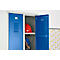 Vestiaire à 2 compartiments, L 600 x H 1800 mm, avec pieds, serrure à loquet rotatif, gris clair/bleu gentiane