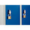 Vestiaire à 2 compartiments, L 600 x H 1800 mm, avec pieds, serrure à loquet rotatif, gris clair/bleu gentiane