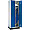 Vestiaire à 2 compartiments, l. 630 x P 300 x H 1800 mm, serrure à loquet rotatif, sur soclegris clair/bleu gentiane