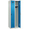 Vestiaire C+P Evolo Plus, 2 compartiments, charnières à droite, fermeture à loquet rotatif, L 600 x P 500 x H 1850 mm, gris clair/bleu clair