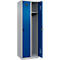 Vestiaire C+P Evolo Plus, 2 compartiments, charnières à droite, fermeture de sécurité rotative, butée soft, L 600 x P 500 x H 1850 mm, aluminium blanc/bleu gentiane