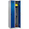 Vestiaire C+P Evolo Plus, 2 compartiments, charnières à droite, fermeture de sécurité rotative, butée soft, L 600 x P 500 x H 1850 mm, aluminium blanc/bleu gentiane