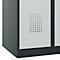 Vestiaire C+P Evolo Plus, 2 compartiments, charnières à droite, fermeture de sécurité rotative, butée soft, L 600 x P 500 x H 1850 mm, gris anthracite/gris clair