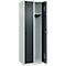Vestiaire C+P Evolo Plus, 2 compartiments, charnières à droite, fermeture de sécurité rotative, butée soft, L 600 x P 500 x H 1850 mm, gris clair/gris anthracite