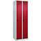 Vestiaire C+P Evolo Plus, 2 compartiments, charnières à droite, fermeture de sécurité rotative, butée soft, L 600 x P 500 x H 1850 mm, gris clair/rouge rubis