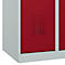 Vestiaire C+P Evolo Plus, 2 compartiments, charnières à droite, fermeture de sécurité rotative, butée soft, L 600 x P 500 x H 1850 mm, gris clair/rouge rubis