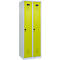Vestiaire C+P Evolo Plus, 2 compartiments, charnières à droite, fermeture de sécurité rotative, butée soft, L 600 x P 500 x H 1850 mm, gris clair/vert clown