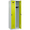 Vestiaire C+P Evolo Plus, 2 compartiments, charnières à droite, fermeture de sécurité rotative, butée soft, L 600 x P 500 x H 1850 mm, gris clair/vert clown