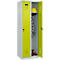 Vestiaire C+P Evolo Plus, 2 compartiments, charnières à droite, fermeture de sécurité rotative, butée soft, L 600 x P 500 x H 1850 mm, gris clair/vert clown