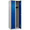 Vestiaire C+P Evolo Plus, 2 compartiments, charnières à droite, serrure à cylindre, butée soft, L 600 x P 500 x H 1850 mm, aluminium blanc/bleu gentiane
