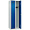 Vestiaire C+P Evolo Plus, 2 compartiments, charnières à droite, serrure à cylindre, butée soft, L 600 x P 500 x H 1850 mm, gris clair/bleu gentiane