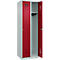 Vestiaire C+P Evolo Plus, 2 compartiments, charnières à droite, serrure à cylindre, butée soft, L 600 x P 500 x H 1850 mm, gris clair/rouge rubis
