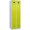 Vestiaire C+P Evolo Plus, 2 compartiments, charnières à droite, serrure à cylindre, butée soft, L 600 x P 500 x H 1850 mm, gris clair/vert clown