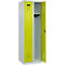 Vestiaire C+P Evolo Plus, 2 compartiments, charnières à droite, serrure à cylindre, butée soft, L 600 x P 500 x H 1850 mm, gris clair/vert clown