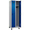 Vestiaire C+P Evolo Plus, 2 compartiments, largeur 300 mm, avec pieds, verrou rotatif de sécurité, L 600 x P 500 x H 1950 mm, aluminium blanc/bleu gentiane