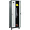 Vestiaire C+P Evolo Plus, 2 compartiments, largeur 300 mm, avec pieds, verrou rotatif de sécurité, L 600 x P 500 x H 1950 mm, gris anthracite/gris clair