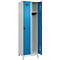 Vestiaire C+P Evolo Plus, 2 compartiments, largeur 300 mm, avec pieds, verrou rotatif de sécurité, L 600 x P 500 x H 1950 mm, gris clair/bleu clair