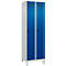 Vestiaire C+P Evolo Plus, 2 compartiments, largeur 300 mm, avec pieds, verrou rotatif de sécurité, L 600 x P 500 x H 1950 mm, gris clair/bleu gentiane