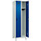 Vestiaire C+P Evolo Plus, 2 compartiments, largeur 300 mm, avec pieds, verrou rotatif de sécurité, L 600 x P 500 x H 1950 mm, gris clair/bleu gentiane