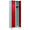 Vestiaire C+P Evolo Plus, 2 compartiments, largeur 300 mm, avec pieds, verrou rotatif de sécurité, L 600 x P 500 x H 1950 mm, gris clair/rouge rubis