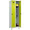 Vestiaire C+P Evolo Plus, 2 compartiments, largeur 300 mm, avec pieds, verrou rotatif de sécurité, L 600 x P 500 x H 1950 mm, gris clair/vert clown