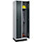 Vestiaire C+P Evolo Plus, 2 compartiments, largeur de compartiment 300 mm, avec socle, butée à droite, verrou rotatif de sécurité, butée Soft, anti-effraction, L 600 x P 500 x H 1950 mm, aluminium blanc RAL 9006/gris anthracite RAL 7016
