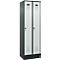 Vestiaire C+P Evolo Plus, 2 compartiments, largeur de compartiment 300 mm, avec socle, butée à droite, verrou rotatif de sécurité, butée Soft, anti-effraction, L 600 x P 500 x H 1950 mm, gris anthracite RAL 7016/gris clair RAL 7035