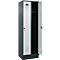 Vestiaire C+P Evolo Plus, 2 compartiments, largeur de compartiment 300 mm, avec socle, butée à droite, verrou rotatif de sécurité, butée Soft, anti-effraction, L 600 x P 500 x H 1950 mm, gris anthracite RAL 7016/gris clair RAL 7035
