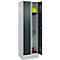 Vestiaire C+P Evolo Plus, 2 compartiments, largeur de compartiment 300 mm, avec socle, butée à droite, verrou rotatif de sécurité, butée Soft, anti-effraction, L 600 x P 500 x H 1950 mm, gris clair RAL 7035/gris anthracite RAL 7016