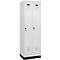 Vestiaire C+P Evolo Plus, 2 compartiments, largeur de compartiment 300 mm, avec socle, butée à droite, verrou rotatif de sécurité, butée Soft, anti-effraction, L 600 x P 500 x H 1950 mm, gris clair RAL 7035/gris clair RAL 7035