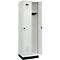 Vestiaire C+P Evolo Plus, 2 compartiments, largeur de compartiment 300 mm, avec socle, butée à droite, verrou rotatif de sécurité, butée Soft, anti-effraction, L 600 x P 500 x H 1950 mm, gris clair RAL 7035/gris clair RAL 7035