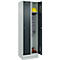 Vestiaire C+P Evolo Plus, 2 compartiments, largeur de compartiment 300 mm, avec socle, butée droite, serrure à cylindre, butée soft, anti-effraction, L 600 x P 500 x H 1950 mm, gris clair RAL 7035/gris anthracite RAL 7016