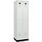 Vestiaire C+P Evolo Plus, 2 compartiments, largeur de compartiment 300 mm, avec socle, butée droite, serrure à cylindre, butée soft, anti-effraction, L 600 x P 500 x H 1950 mm, gris clair RAL 7035/gris clair RAL 7035